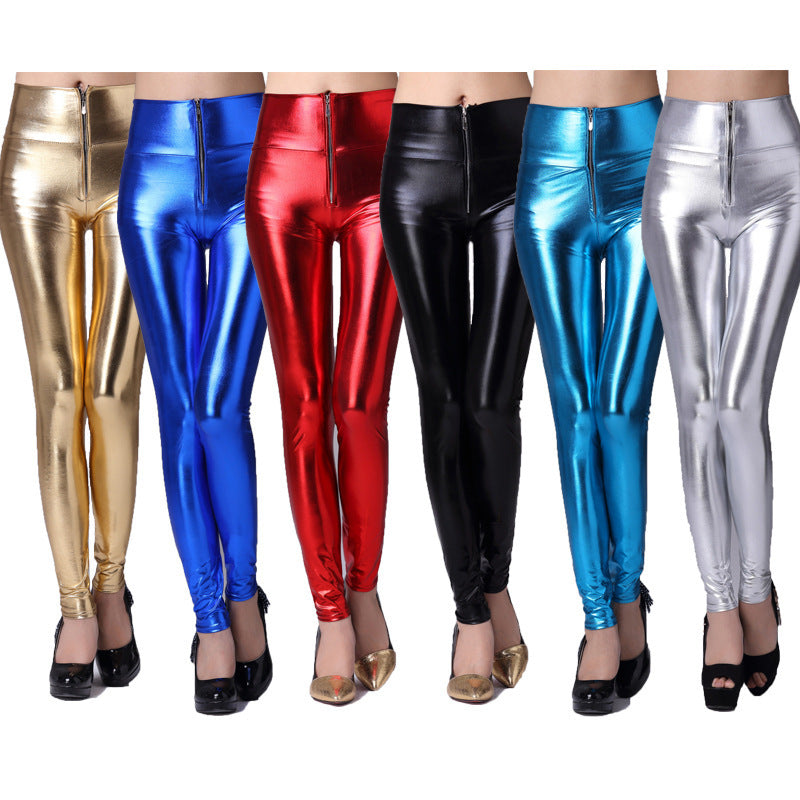 Metallic legging met rits
