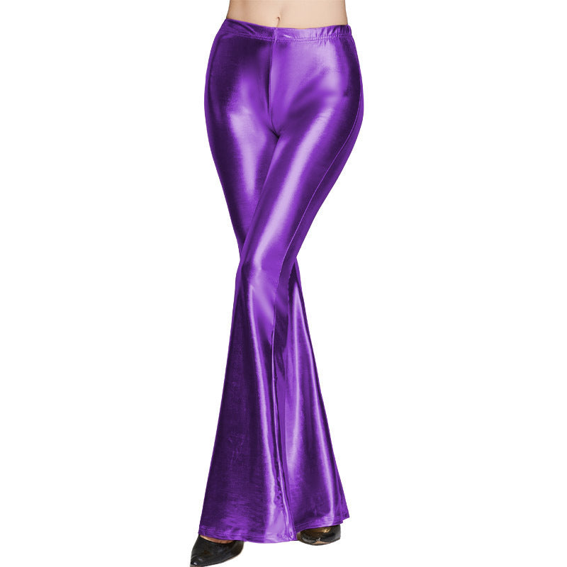 Metallic flare broek