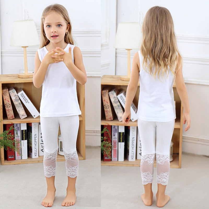 Korte legging met kant voor meisje capri voor kinderen