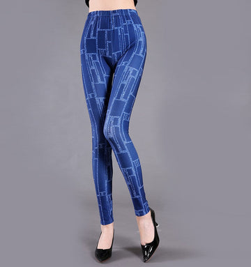 Blauw geblokte legging
