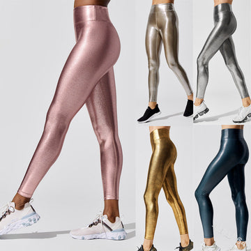 Metallic legging met brede tailleband