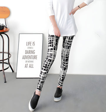 Zwart-wit legging met abstracte print