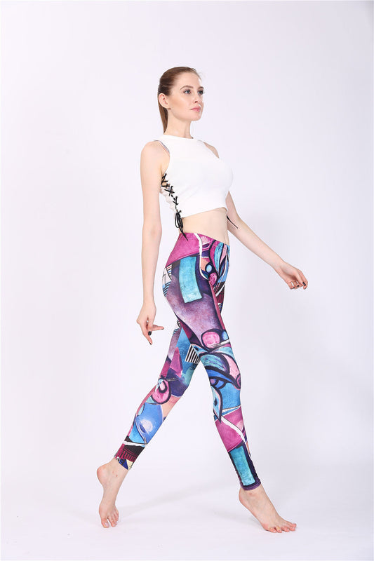 Gekleurde legging met abstracte print